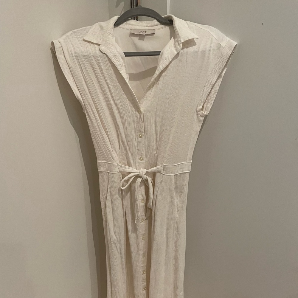 Loft midi white dress